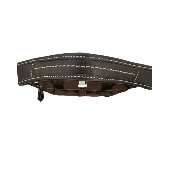 Coach Signature Canvas Hobo Shoulder Bag Leather Trim Y2K Style Brown Medium - Picture 7 of 16